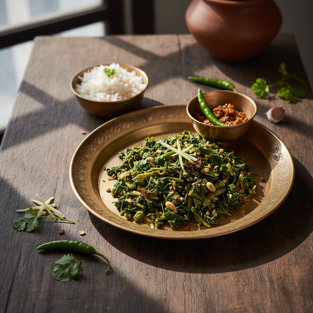 Bhaji (Assamese Mixed Greens Stir-fry) — Assam, India