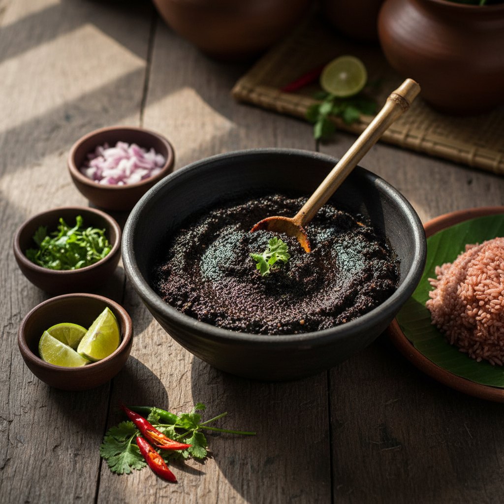 Duori Mah (Bodo Style Black Sesame and Fermented Fish) — Assam, India