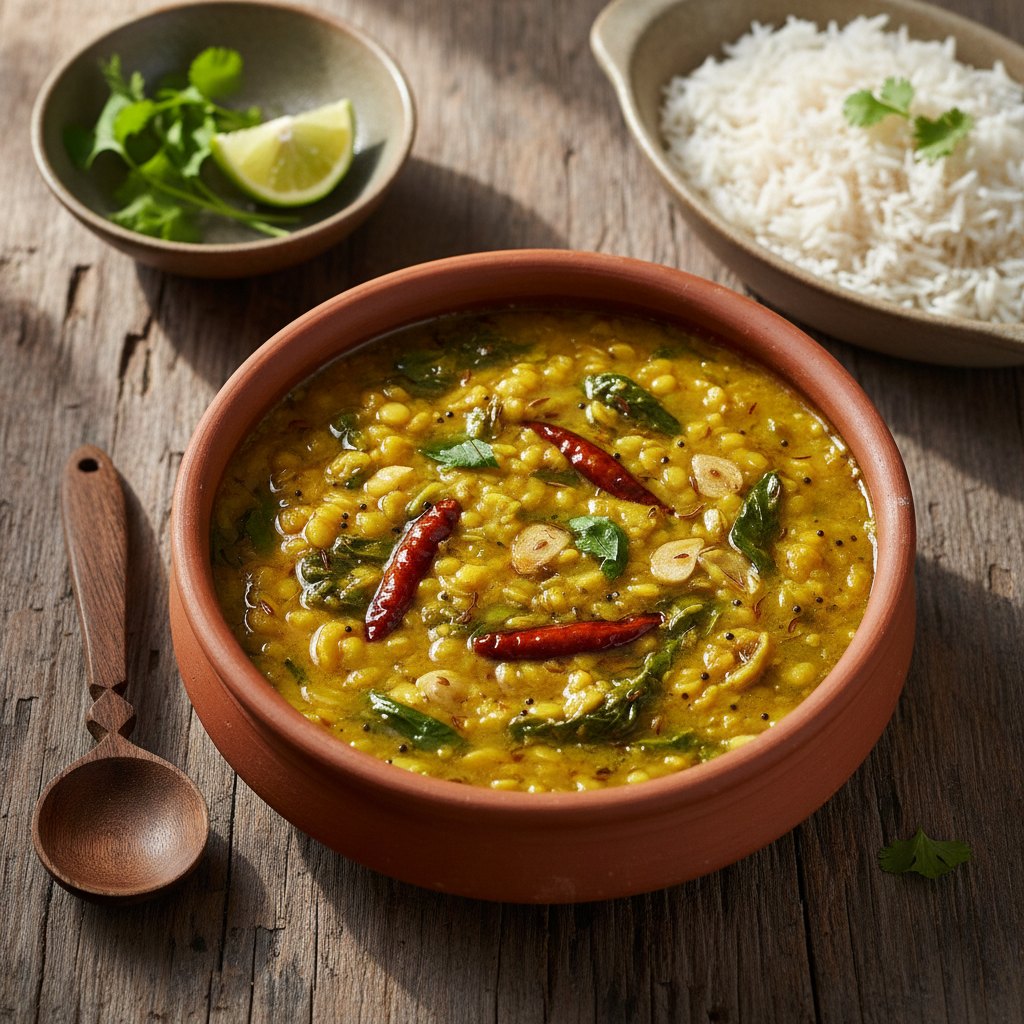 Xaak aru Bhaji Diya Dail (Greens Tempered Dal) — Assam, India