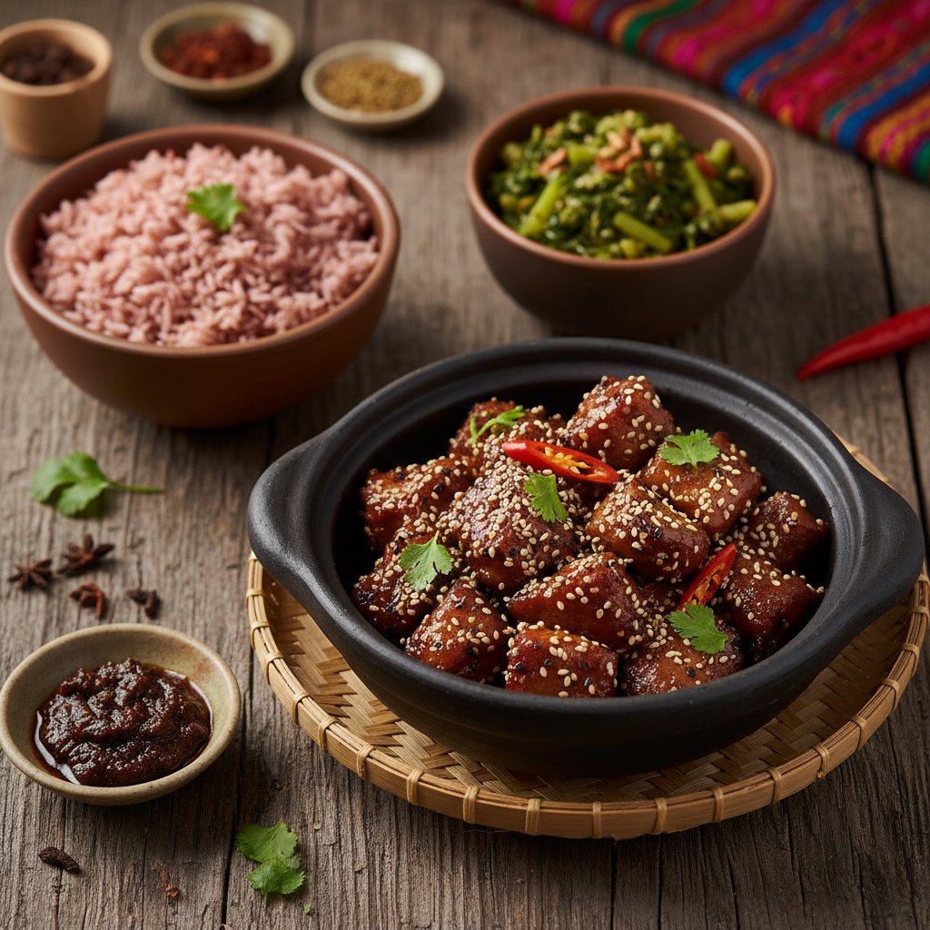Karbi Style Smoked Pork with Sesame — Assam, India