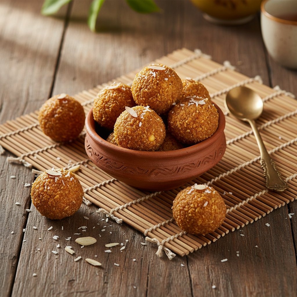 Narikol Laru (Coconut Jaggery Ladoo) — Assam, India