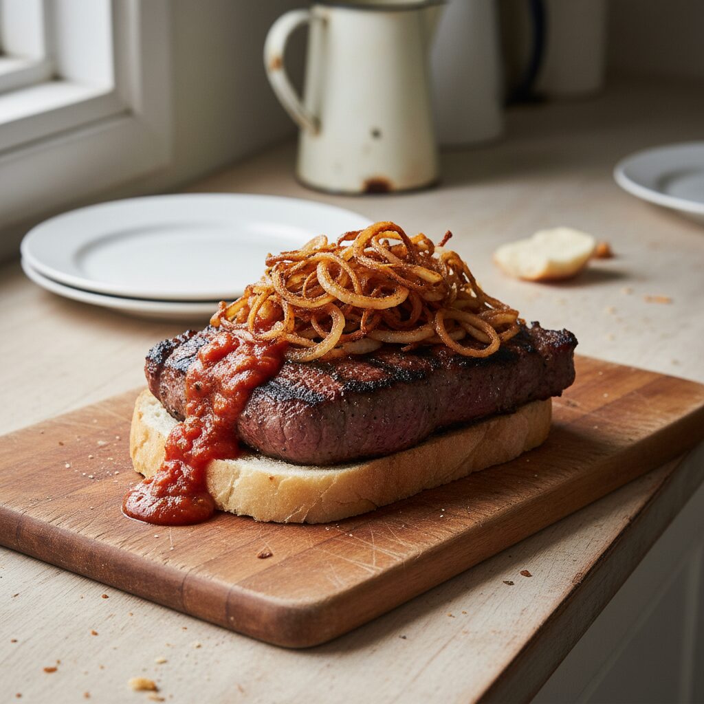 Barbecued Steak with Onion and Bread — Northern Territory, Australia