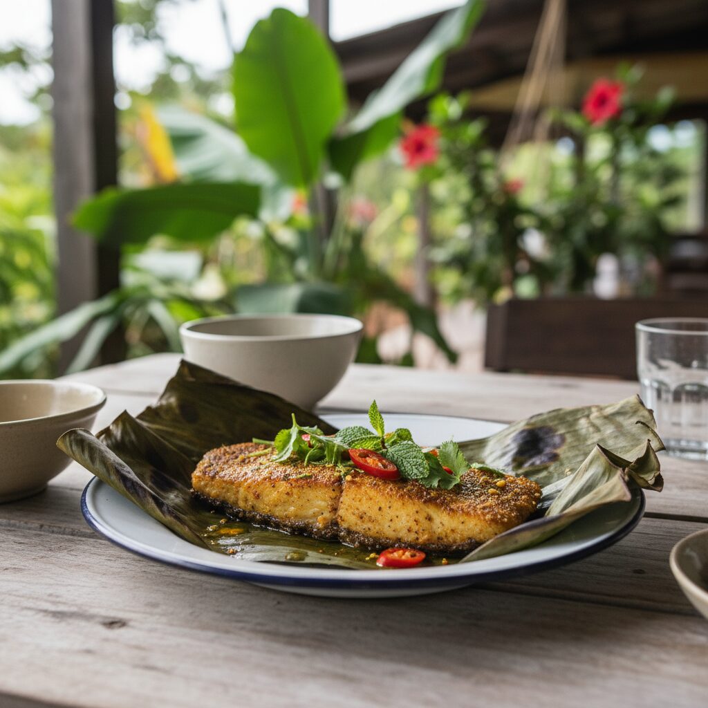 Barramundi Wrapped in Banana Leaf — Northern Territory, Australia