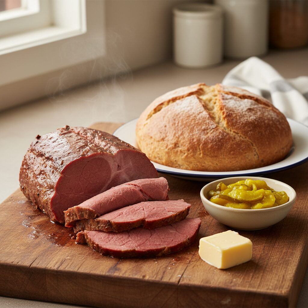 Corned Beef with Damper and Pickles — Northern Territory, Australia