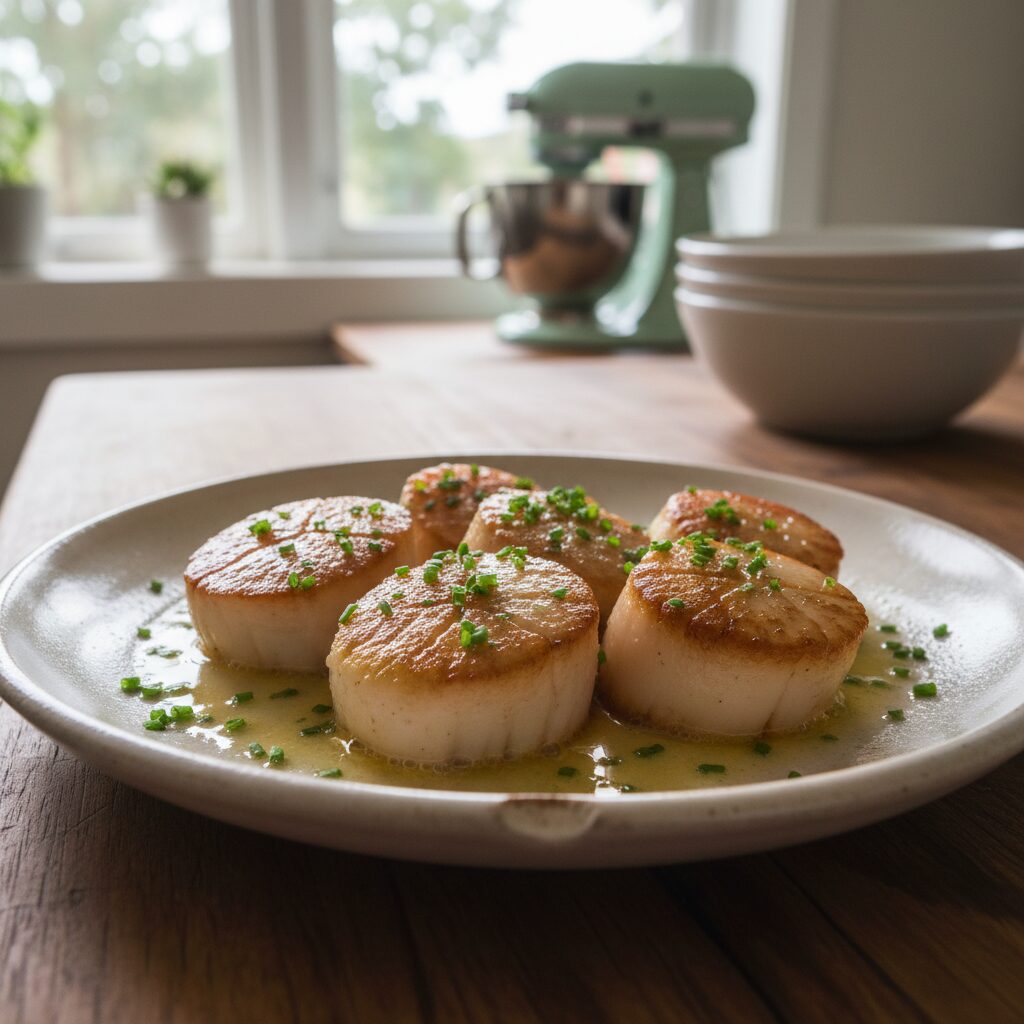 Pan-Fried Tasmanian Scallops with Butter and Chives — Tasmania, Australia