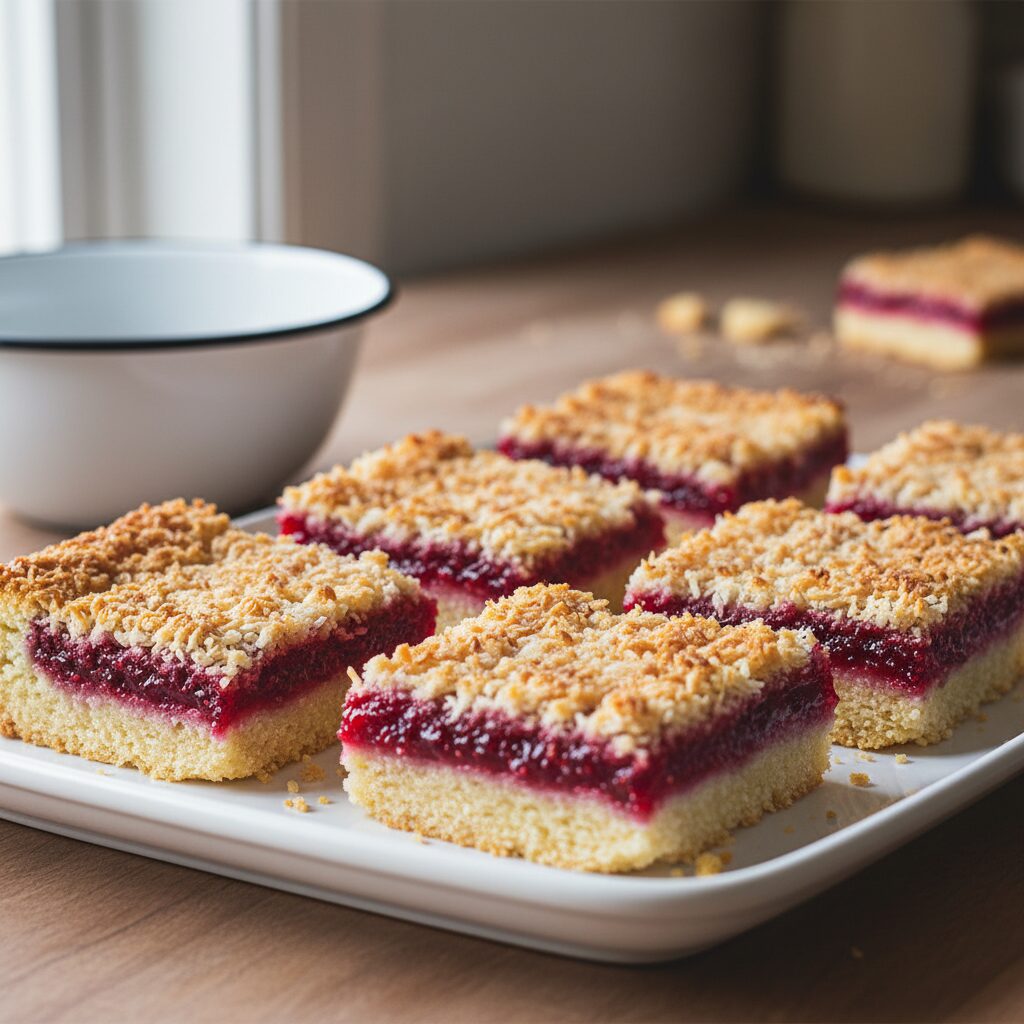 Raspberry and Coconut Slice — Tasmania, Australia