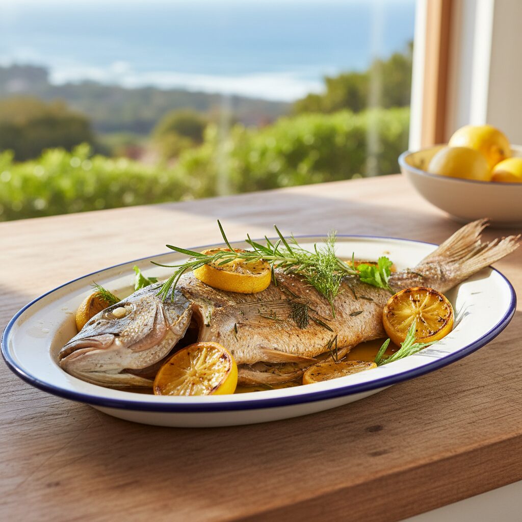 Whole Baked Dhufish with Lemon and Herbs — Western Australia, Australia