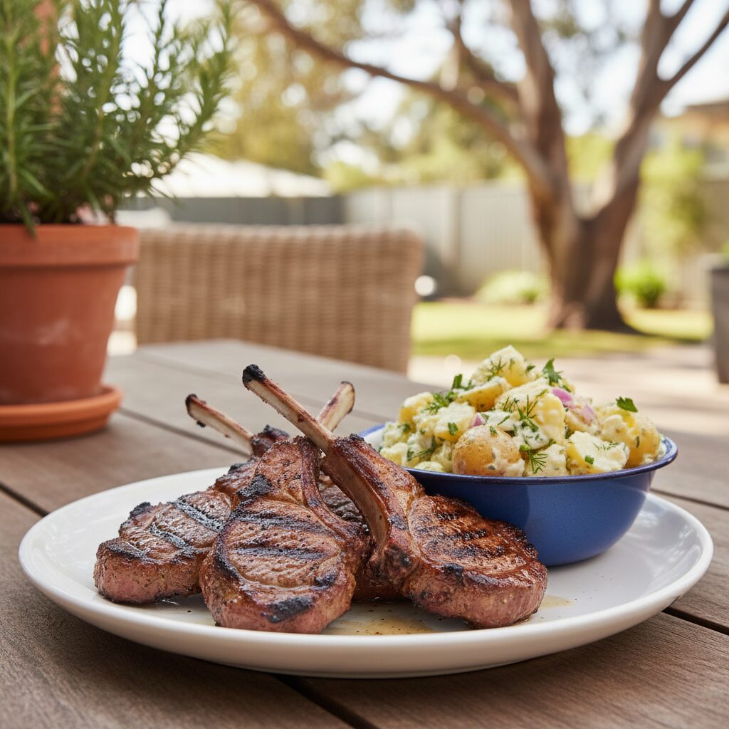 Barbecued Lamb Chops with Potato Salad — Western Australia, Australia