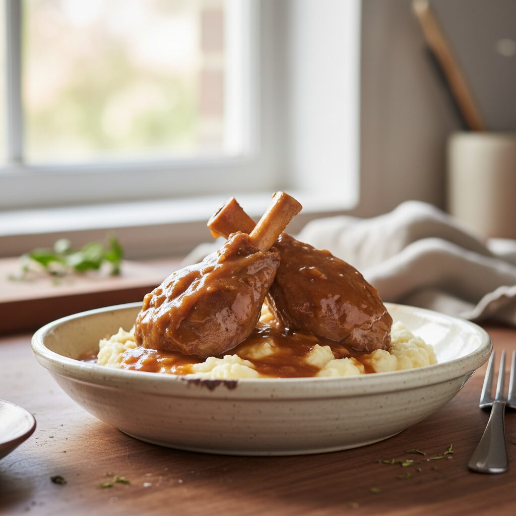 Wheatbelt Lamb Shanks in Rich Gravy โ Western Australia, Australia