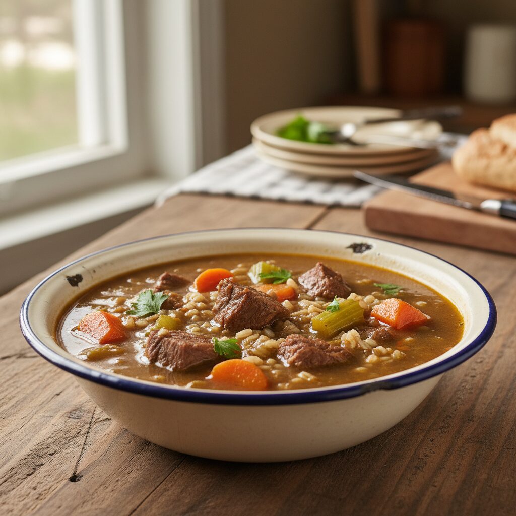 Prairie Barley Beef Soup โ Alberta, Canada