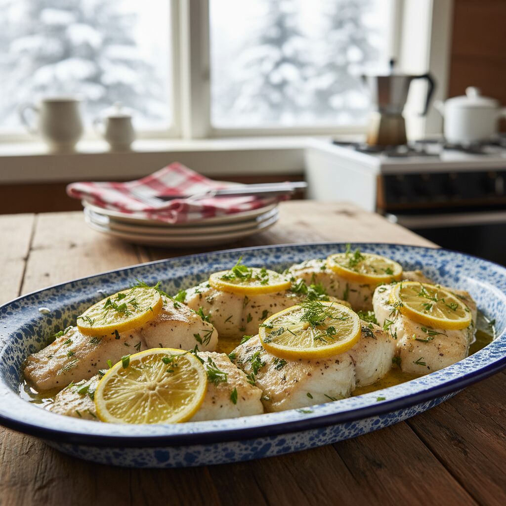 Baked Halibut with Lemon and Herbs — British Columbia, Canada