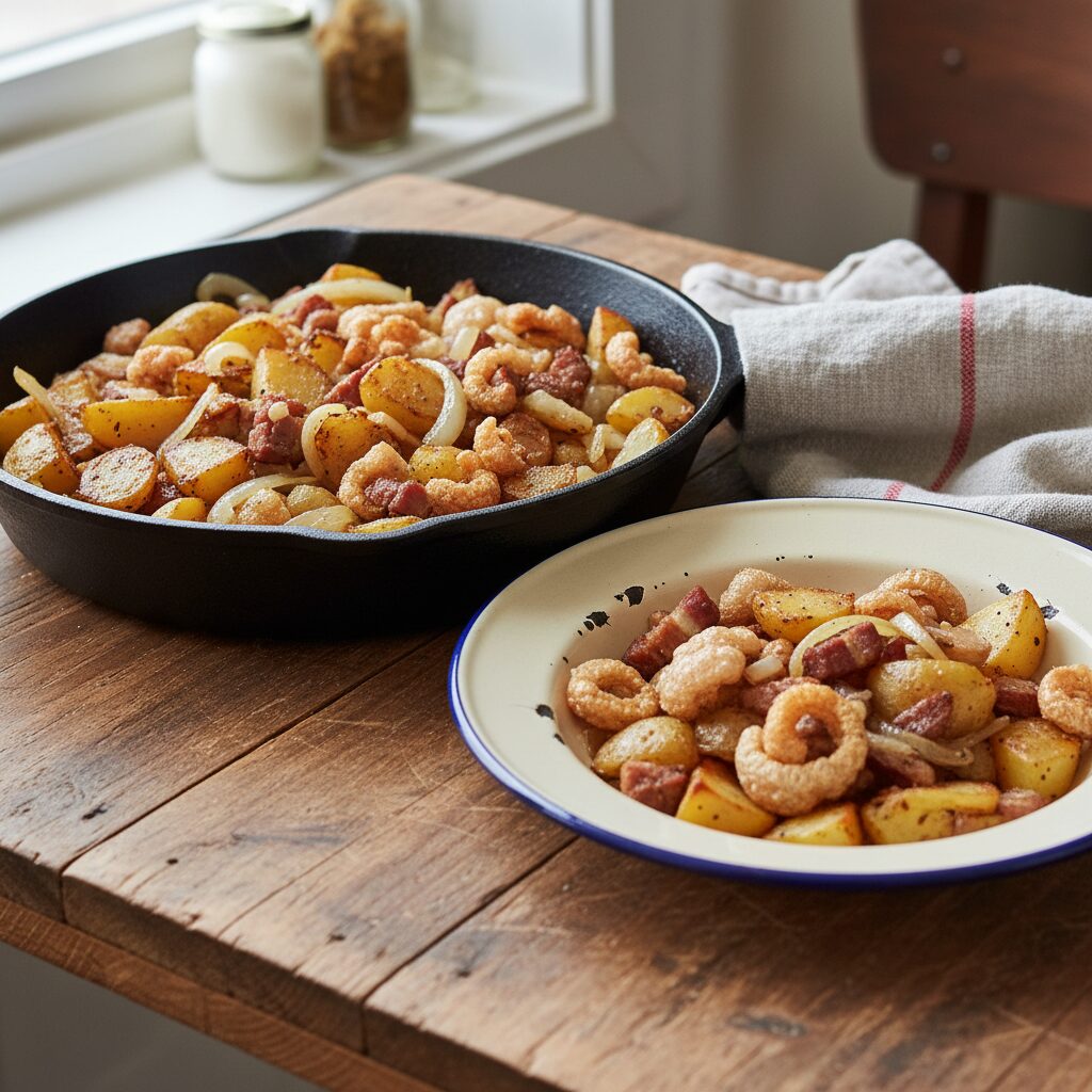 Mennonite Cracklings and Fried Potatoes — Manitoba, Canada