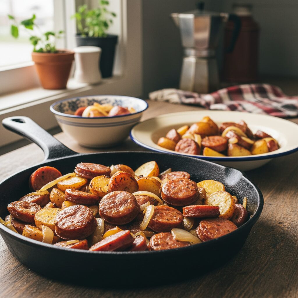 Farmer Sausage with Potatoes and Onions — Saskatchewan, Canada