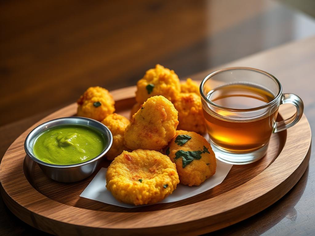 Evening Pakora Platter with Chai — Chandigarh, India