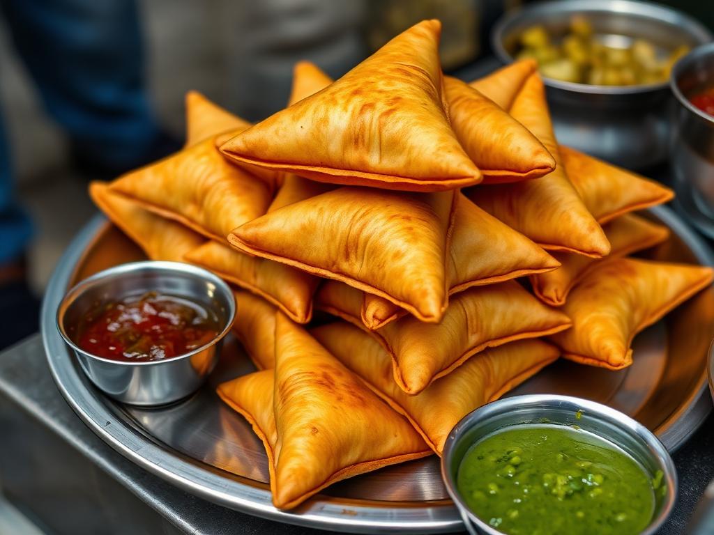 Sector Market Samosa with Tamarind Chutney — Chandigarh, India