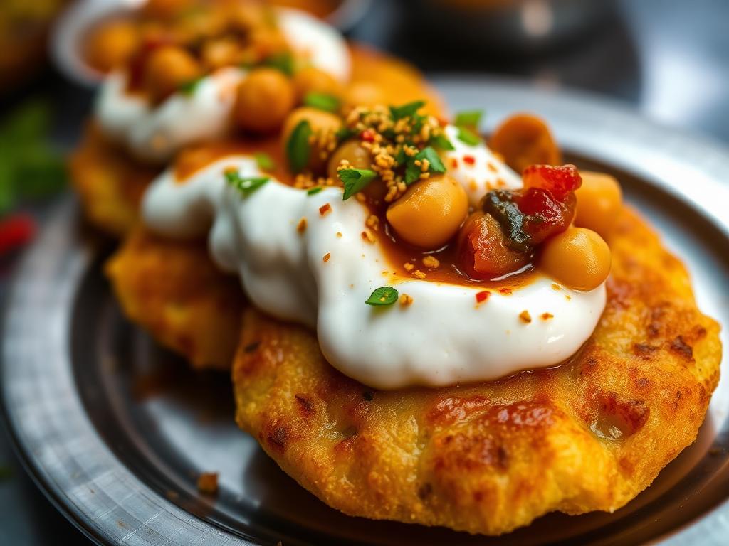 Delhi Chana Bhatura Chaat (Aloo Tikki Chana Chaat) — Delhi, India