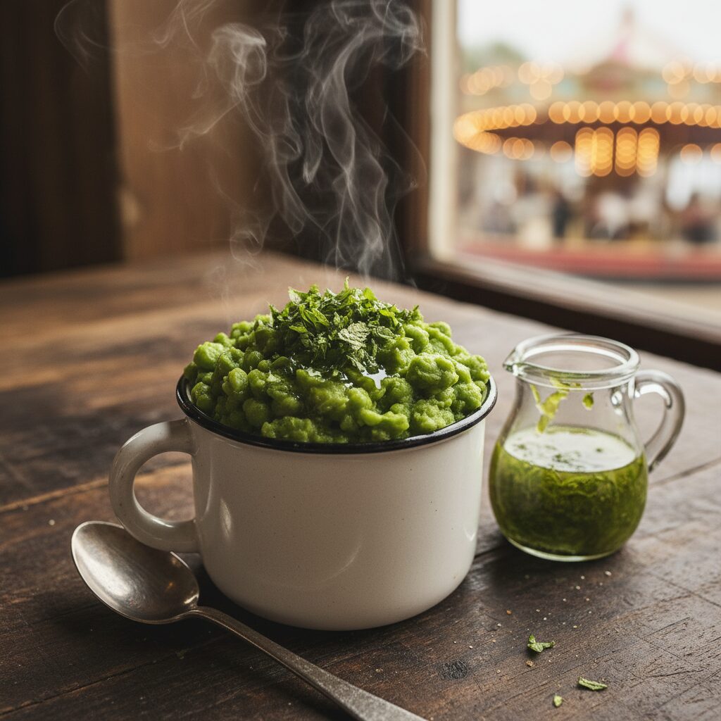Goose Fair Mushy Peas with Mint Sauce โ East Midlands, United Kingdom