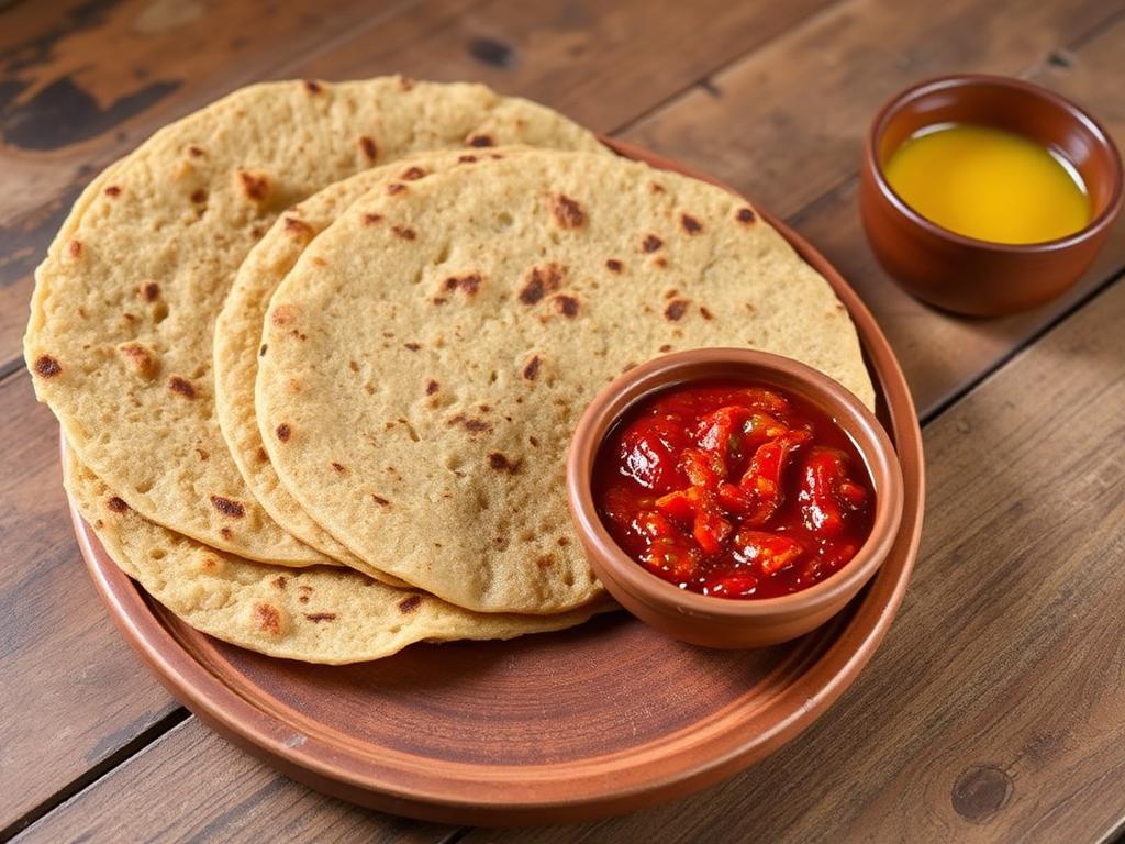 Jowar Roti with Lehsun Chutney — Haryana, India