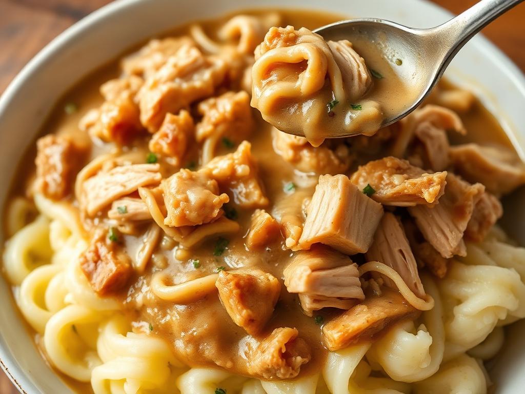 Illinois Farm Chicken and Noodles Over Mashed Potatoes β Illinois, United States