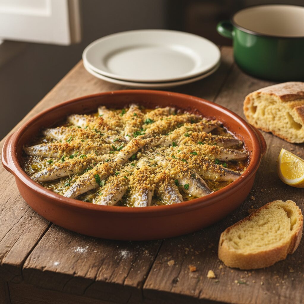 Coastal fish, podolico cheese and mountain herbs.