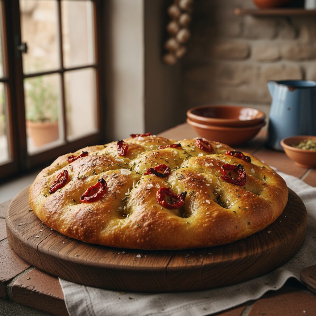 Focaccia Lucana con Peperoni Cruschi — Basilicata, Italy