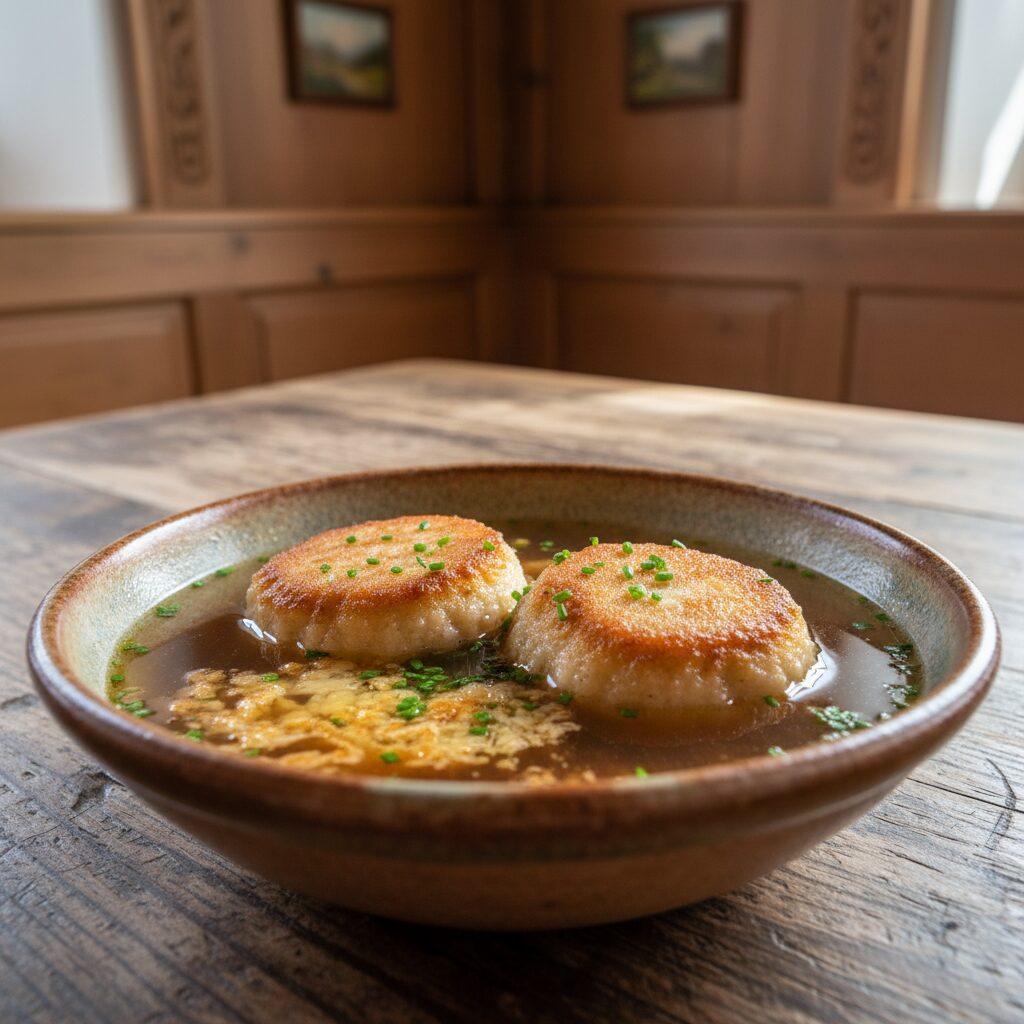 Speckknödelsuppe mit Kaspressknödel — Trentino-Alto Adige, Italy