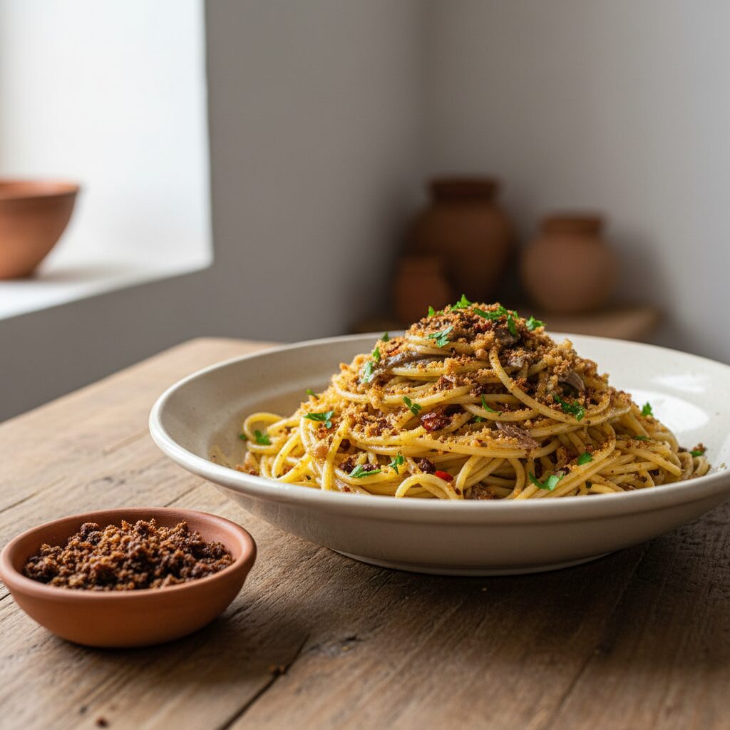 Pasta con la Mollica e Alici โ Calabria, Italy