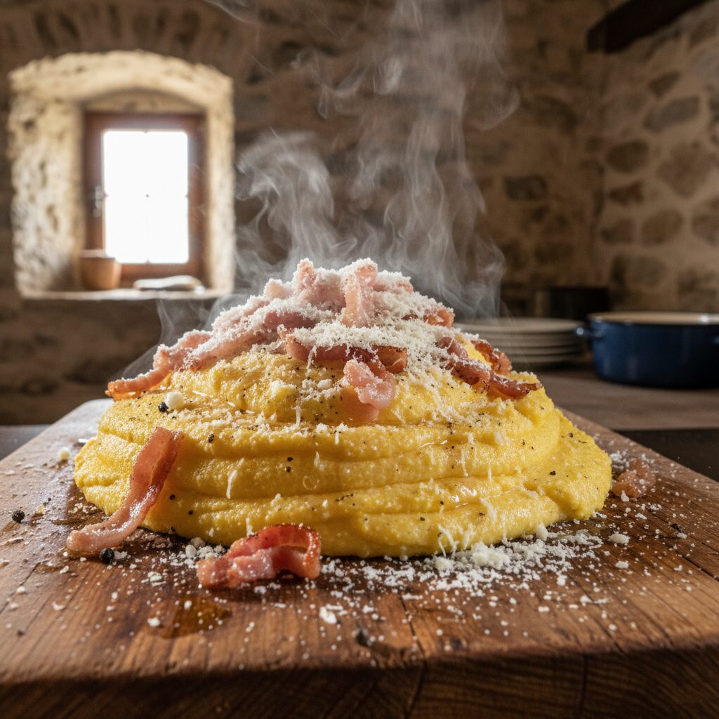 Polenta alla Carbonara Marchigiana — Marche, Italy