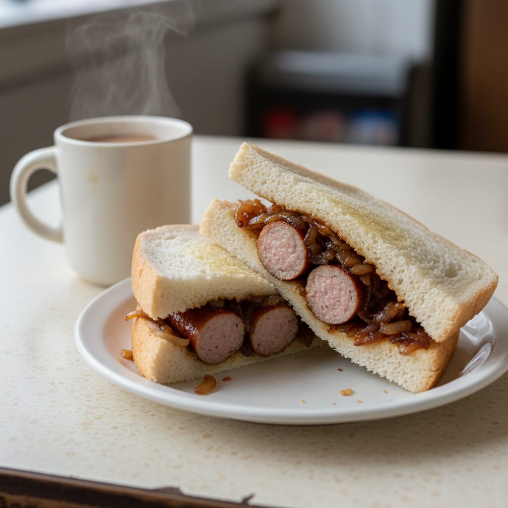 London Caff Sausage Sandwich with HP — London, United Kingdom