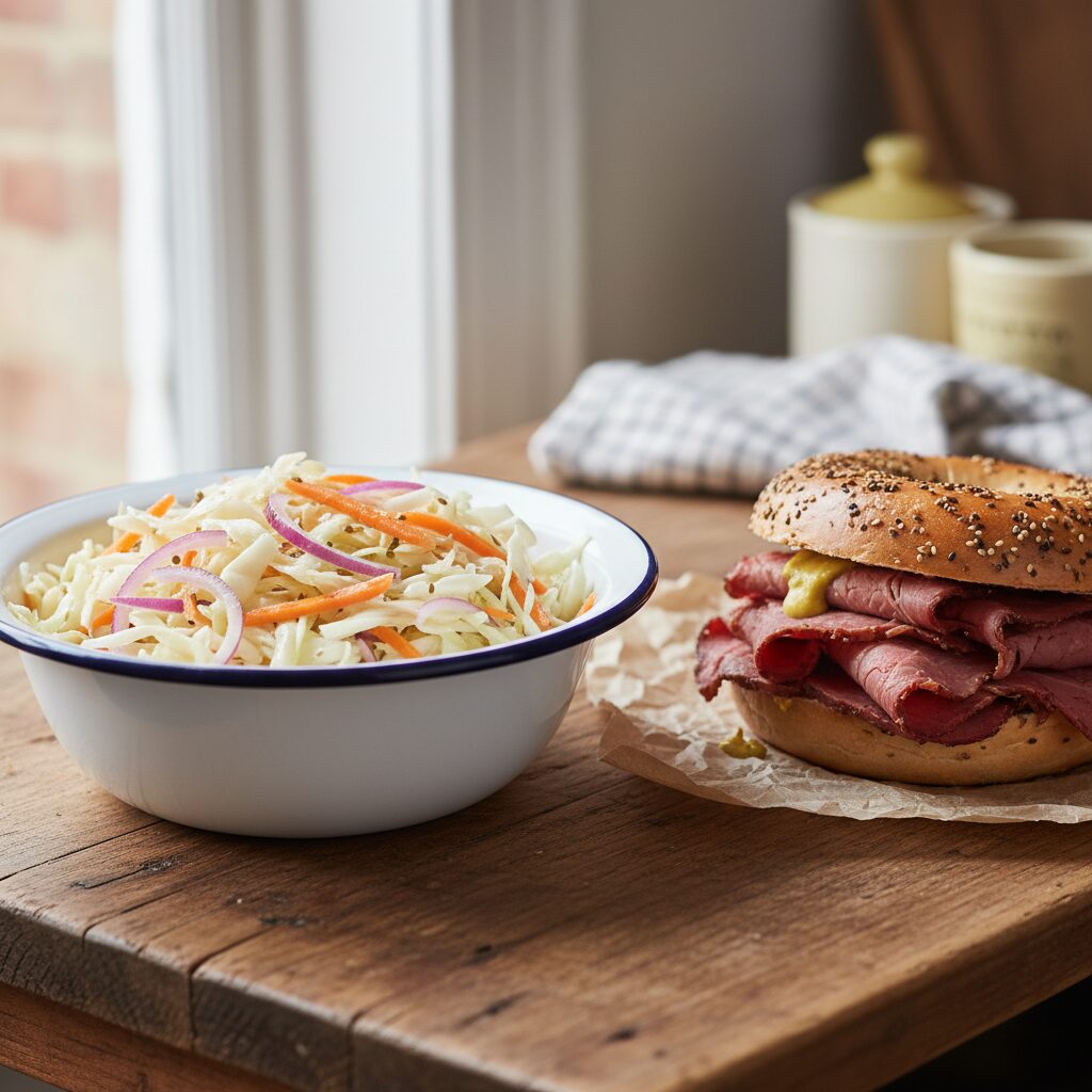 Market Salt Beef Bagel Coleslaw โ London, United Kingdom