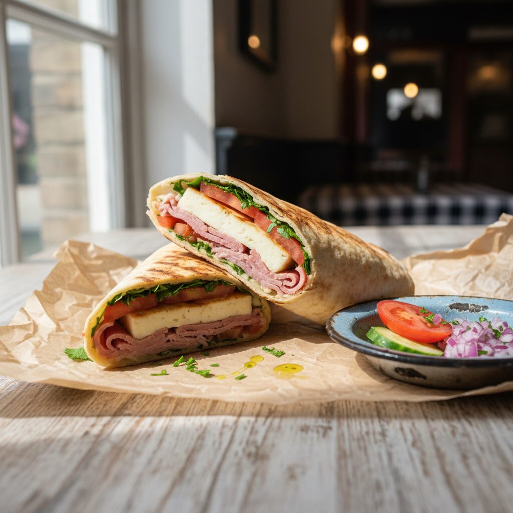 Cypriot Halloumi and Lounza Wrap β London, United Kingdom