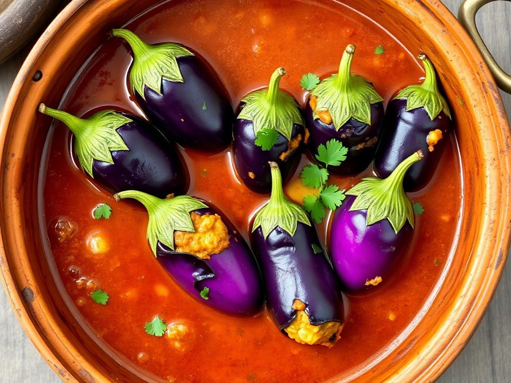 Bharli Vangi (Stuffed Baby Eggplant Curry) — Maharashtra, India