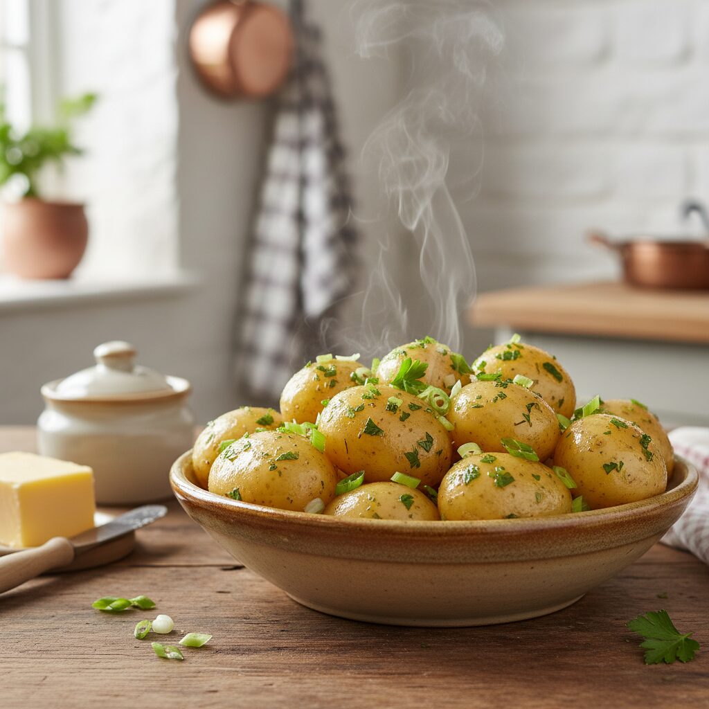Comber Early Potatoes with Butter and Scallions — County Down, United Kingdom