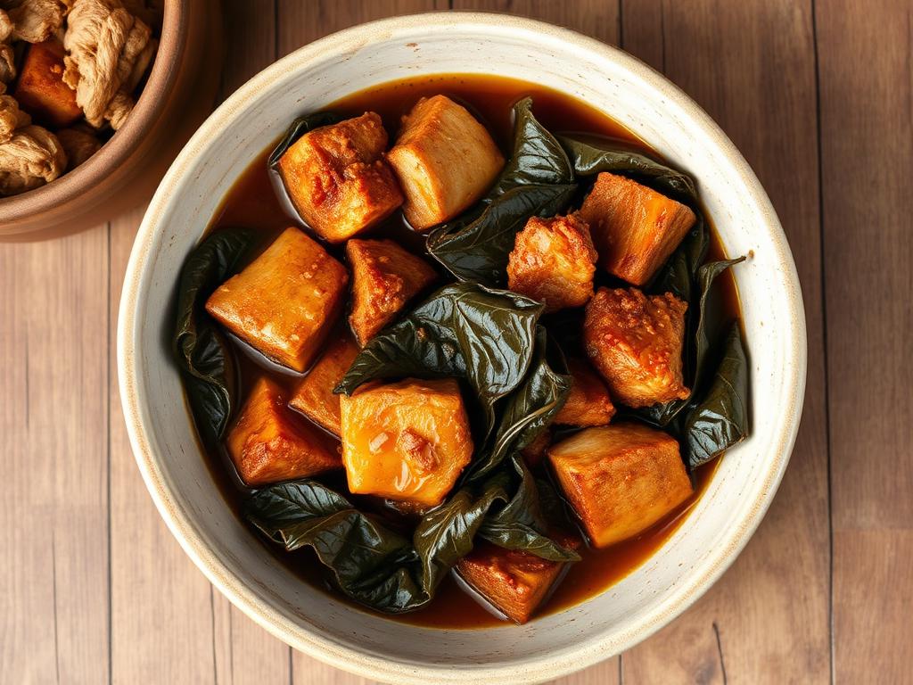 Konyak Smoked Pork with Yam Leaves — Nagaland, India