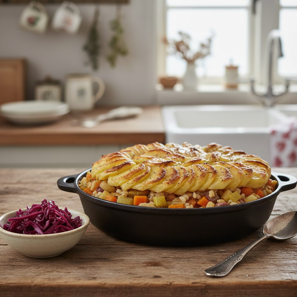 Lancashire Winter Vegetable and Barley Hotpot โ North West England, United Kingdom