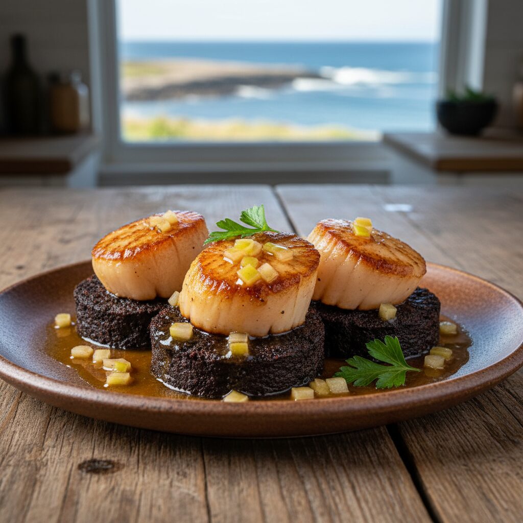 West Coast Scallops with Black Pudding โ Hebrides and the Western Isles, United Kingdom