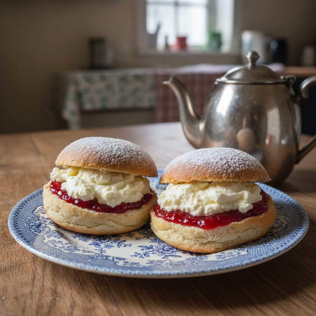 Cornish Split with Jam and Clotted Cream — South West England, United Kingdom
