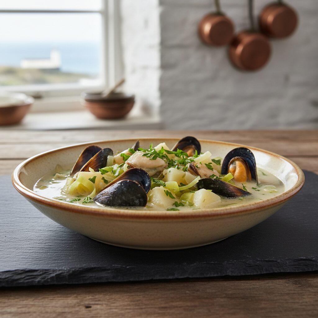 Welsh Mussel and Leek Chowder โ West Wales, United Kingdom
