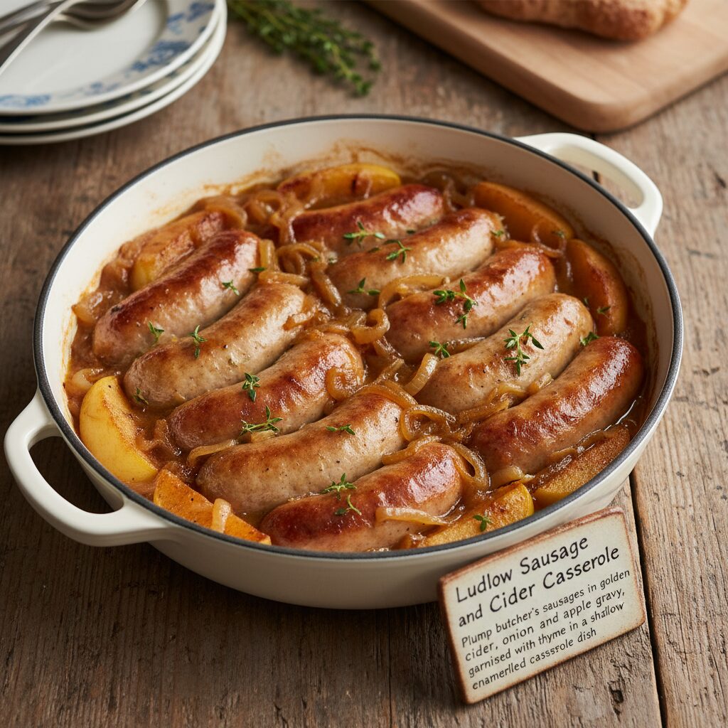 Ludlow Sausage and Cider Casserole โ West Midlands, United Kingdom