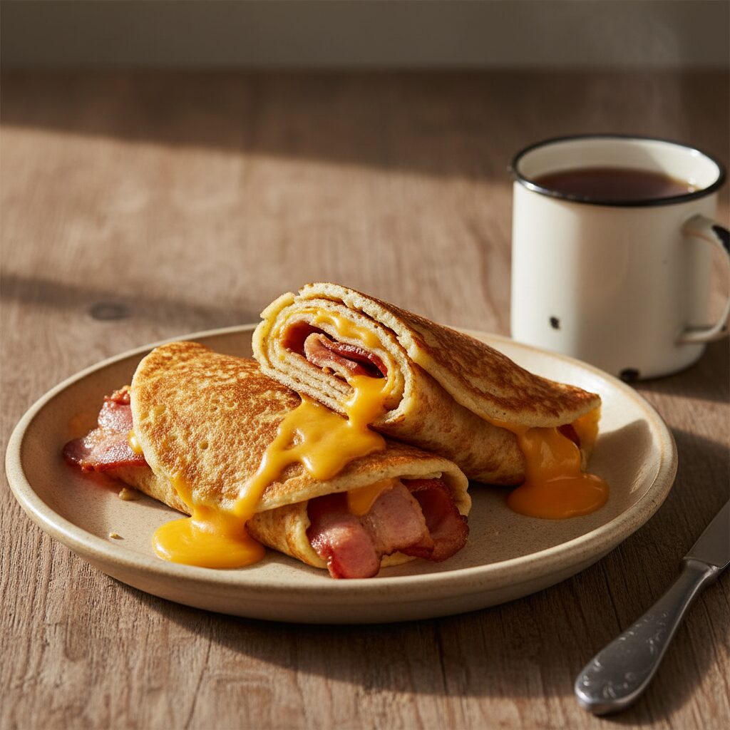 Staffordshire Oatcake Bacon and Cheese Roll โ West Midlands, United Kingdom